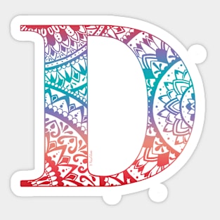 Mandala Letter D - Sunset Sticker